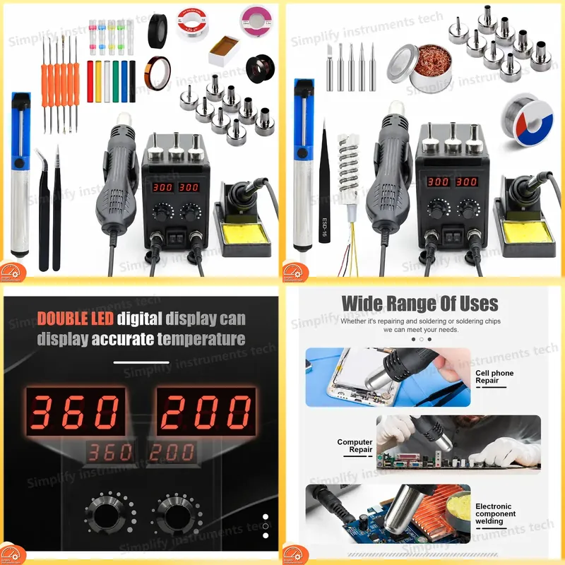 2 In 1 Soldering Rework Station 750W - Паяльная станция 8586D 2-в-1, 750 Вт,