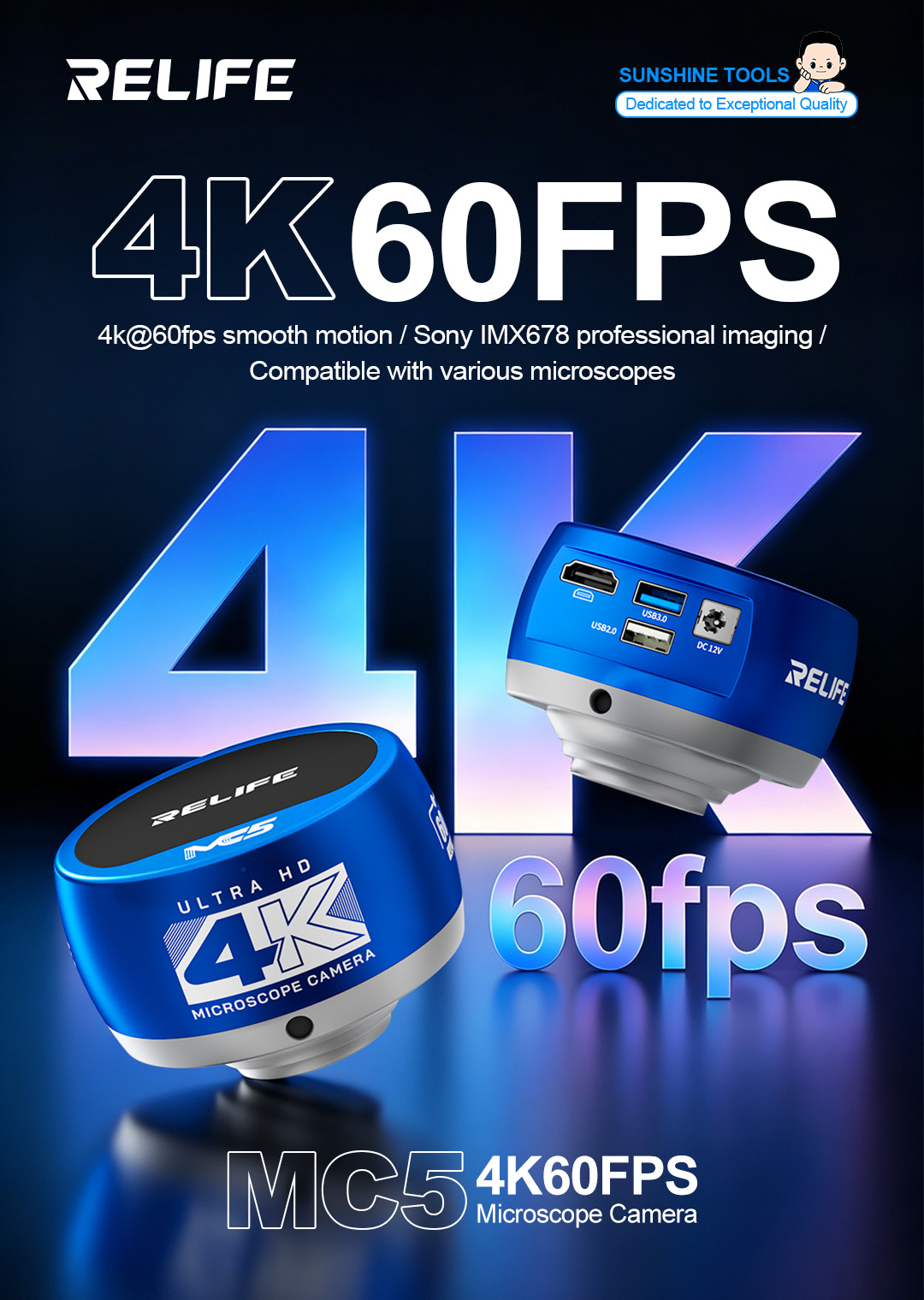 Микроскопная камера RELIFE MC5 – обзор и цена 4K Microscope Camera Sony Sensor